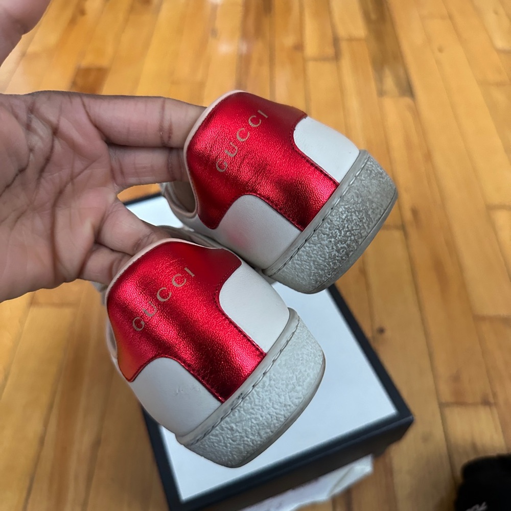 Gucci Cream and Red Logo Sneakers - Picture 6 of 7